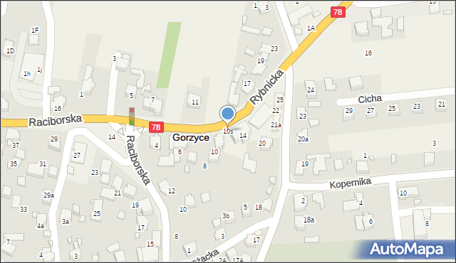 Gorzyce, Rybnicka, 10s, mapa Gorzyce