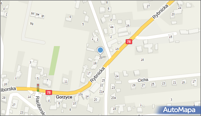 Gorzyce, Rybnicka, 23, mapa Gorzyce