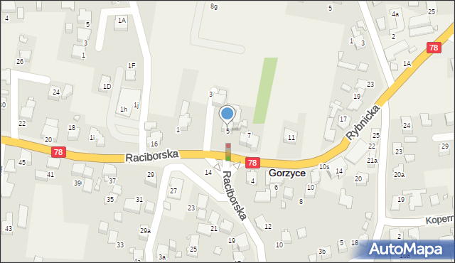 Gorzyce, Rybnicka, 5, mapa Gorzyce