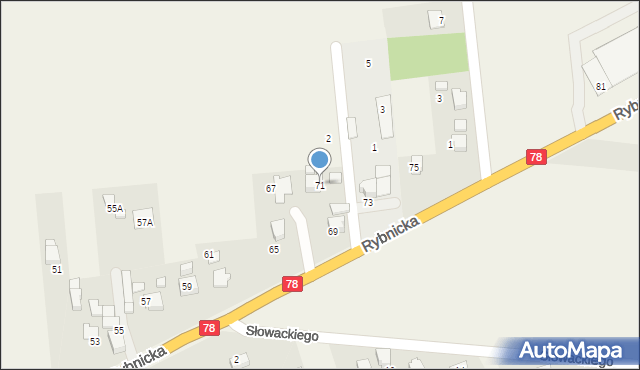 Gorzyce, Rybnicka, 71, mapa Gorzyce