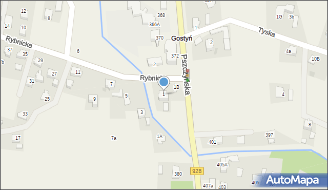 Gostyń, Rybnicka, 1, mapa Gostyń