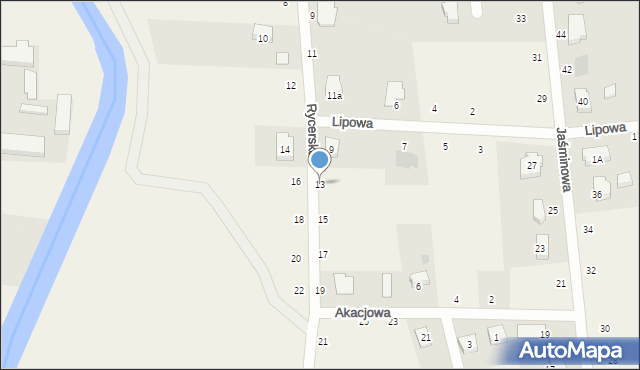 Grabiny-Zameczek, Rycerska, 13, mapa Grabiny-Zameczek