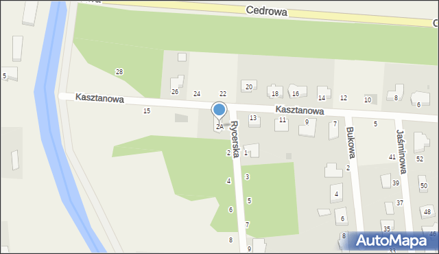 Grabiny-Zameczek, Rycerska, 2A, mapa Grabiny-Zameczek