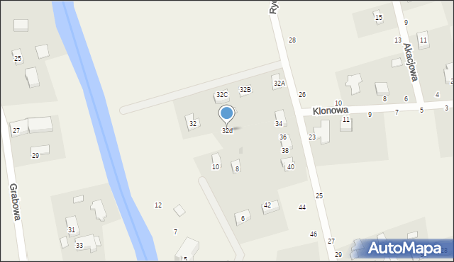 Grabiny-Zameczek, Rycerska, 32d, mapa Grabiny-Zameczek