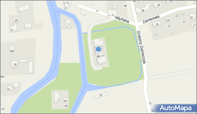 Grabiny-Zameczek, Rycerska, 50, mapa Grabiny-Zameczek