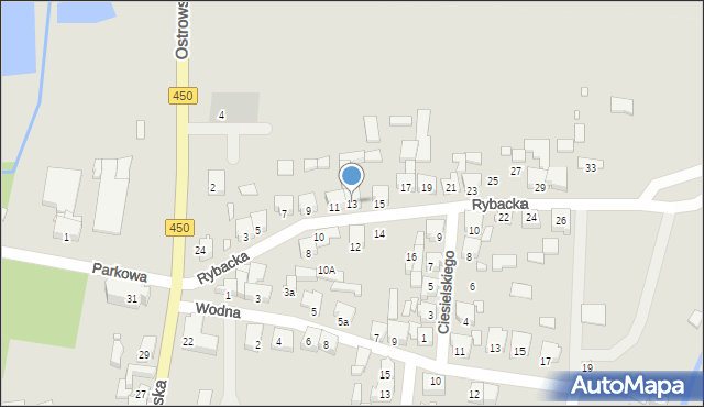 Grabów nad Prosną, Rybacka, 13, mapa Grabów nad Prosną