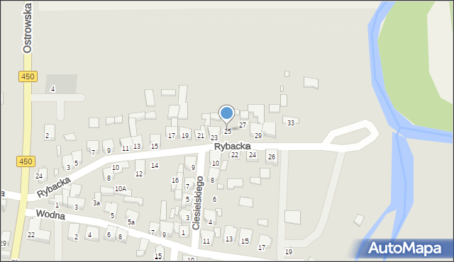 Grabów nad Prosną, Rybacka, 25, mapa Grabów nad Prosną