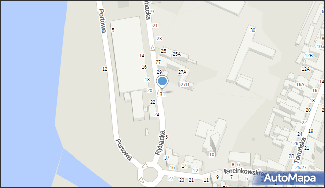 Grudziądz, Rybacka, 31, mapa Grudziądza