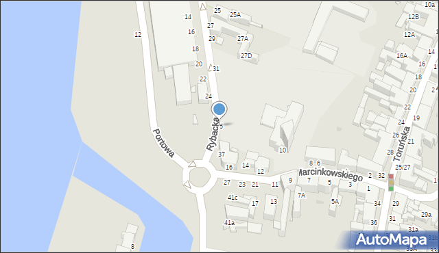 Grudziądz, Rybacka, 35, mapa Grudziądza