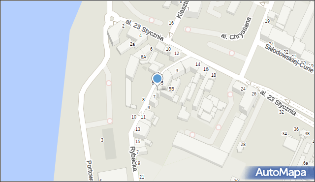 Grudziądz, Rybacka, 5A, mapa Grudziądza