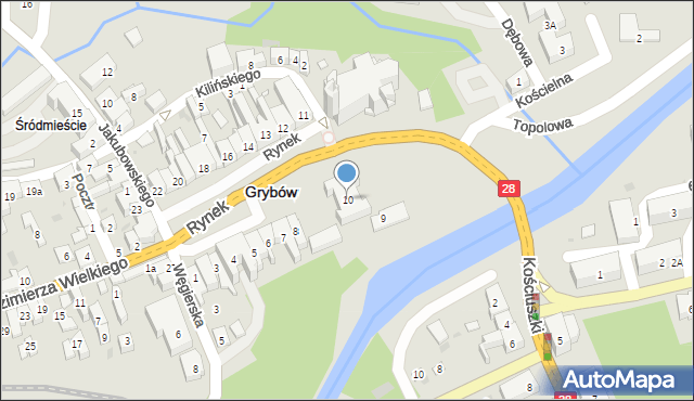 Grybów, Rynek, 10, mapa Grybów