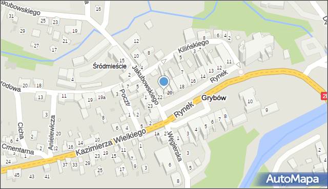 Grybów, Rynek, 21, mapa Grybów