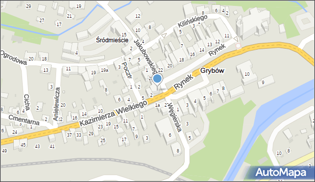 Grybów, Rynek, 25, mapa Grybów