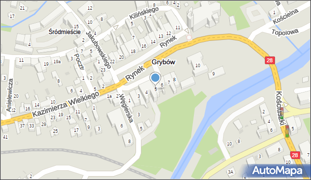 Grybów, Rynek, 5, mapa Grybów