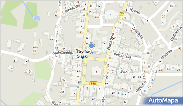 Gryfów Śląski, Rynek, 26, mapa Gryfów Śląski