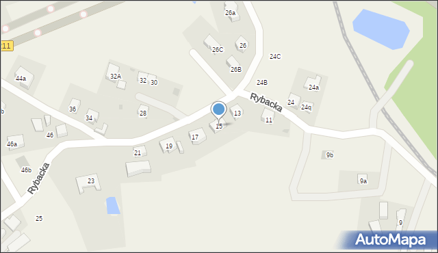 Grzybno, Rybacka, 15, mapa Grzybno