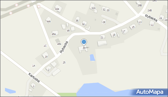 Grzybno, Rybacka, 23, mapa Grzybno