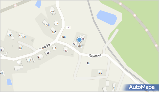 Grzybno, Rybacka, 24q, mapa Grzybno