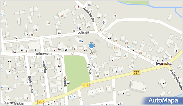 Iwaniska, Rynek, 20, mapa Iwaniska