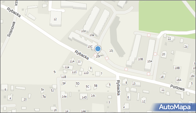 Jantar, Rybacka, 10k, mapa Jantar