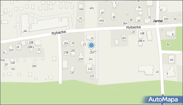 Jantar, Rybacka, 21b, mapa Jantar