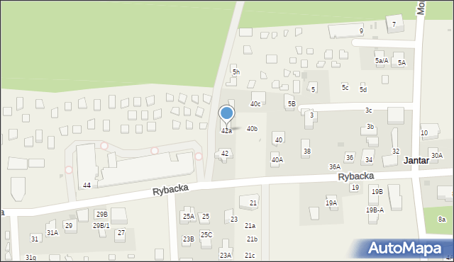 Jantar, Rybacka, 42a, mapa Jantar