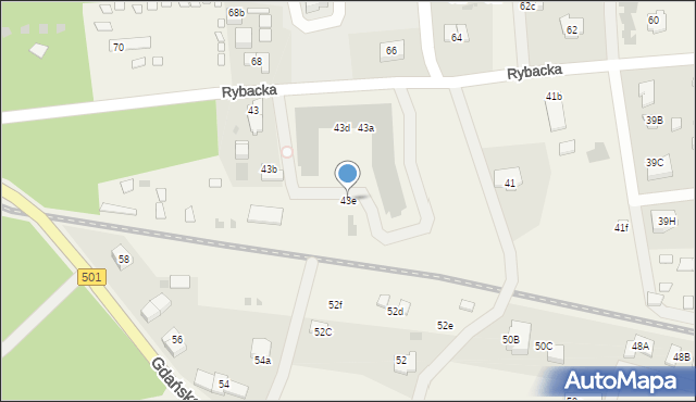 Jantar, Rybacka, 43e, mapa Jantar