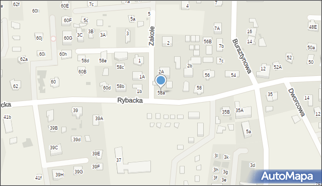 Jantar, Rybacka, 58a, mapa Jantar