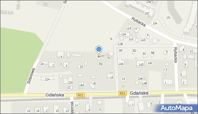 Jantar, Rybacka, 5h, mapa Jantar