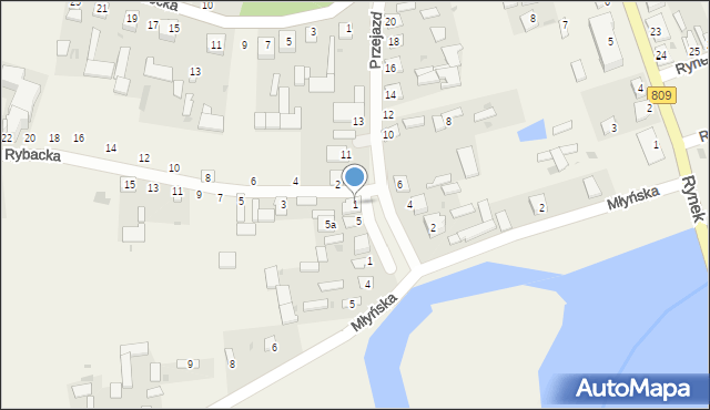 Jeziorzany, Rybacka, 1, mapa Jeziorzany