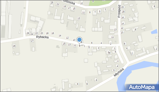 Jeziorzany, Rybacka, 9, mapa Jeziorzany