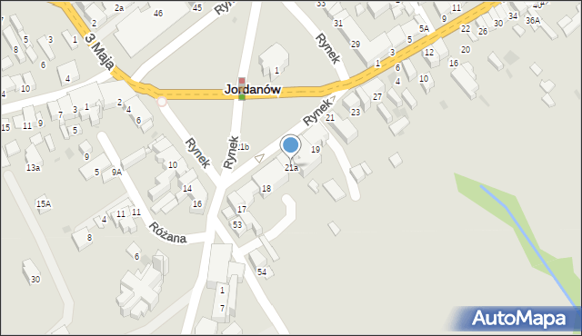 Jordanów, Rynek, 21a, mapa Jordanów