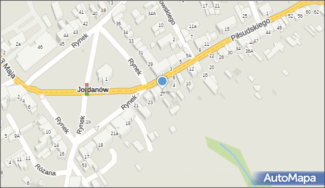 Jordanów, Rynek, 27, mapa Jordanów