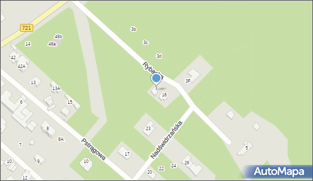 Józefów, Rybacka, 16a, mapa Józefów