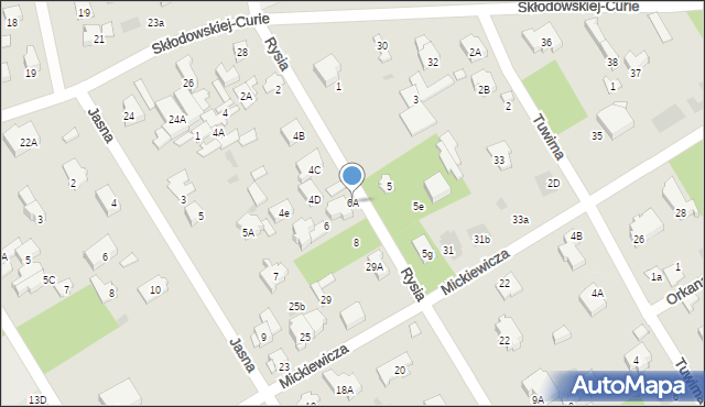 Józefów, Rysia, 6A, mapa Józefów