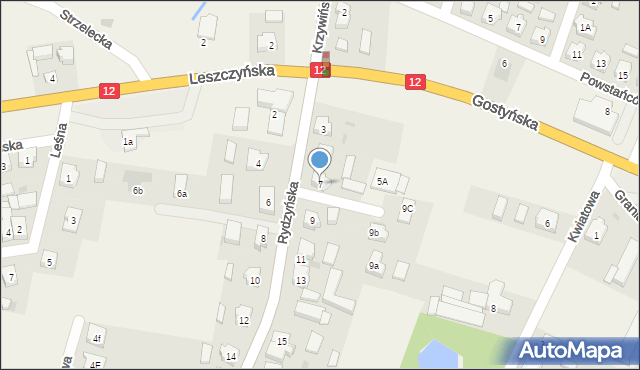 Kąkolewo, Rydzyńska, 7, mapa Kąkolewo