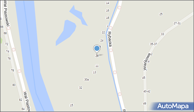 Kalisz, Rybacka, 28, mapa Kalisza