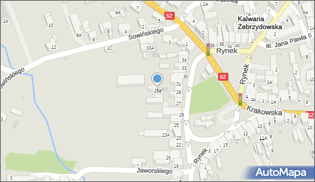 Kalwaria Zebrzydowska, Rynek, 29a, mapa Kalwaria Zebrzydowska