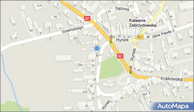 Kalwaria Zebrzydowska, Rynek, 30, mapa Kalwaria Zebrzydowska