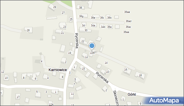 Karniowice, Rycerska, 12A, mapa Karniowice