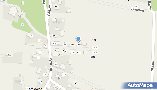 Karniowice, Rycerska, 36b, mapa Karniowice