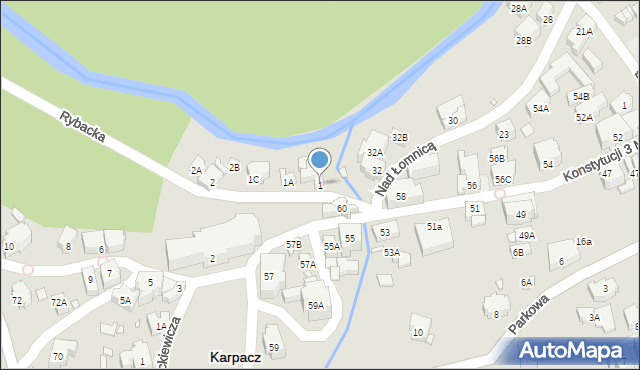 Karpacz, Rybacka, 1, mapa Karpacz