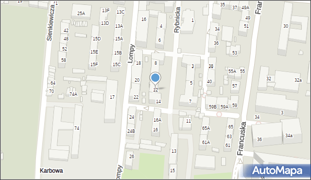 Katowice, Rybnicka, 12, mapa Katowic