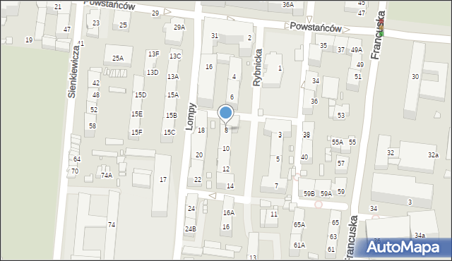 Katowice, Rybnicka, 8, mapa Katowic