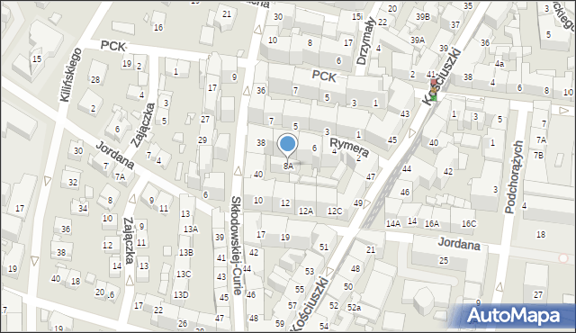 Katowice, Rymera Józefa, 8A, mapa Katowic