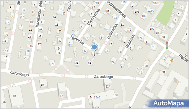 Katowice, Rybacka, 8, mapa Katowic