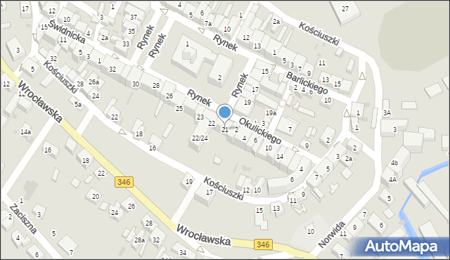 Kąty Wrocławskie, Rynek, 21, mapa Kąty Wrocławskie