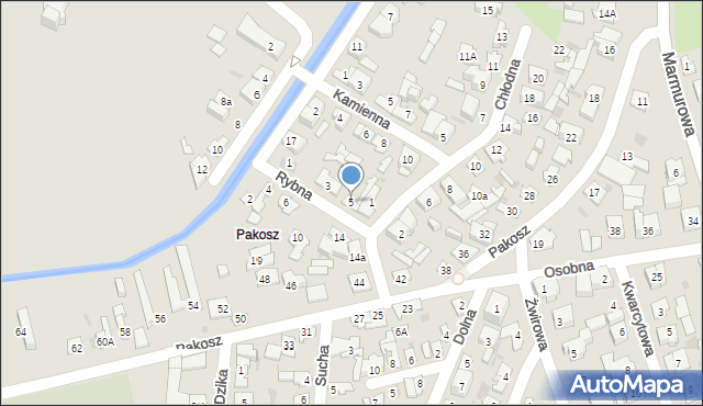 Kielce, Rybna, 5, mapa Kielc