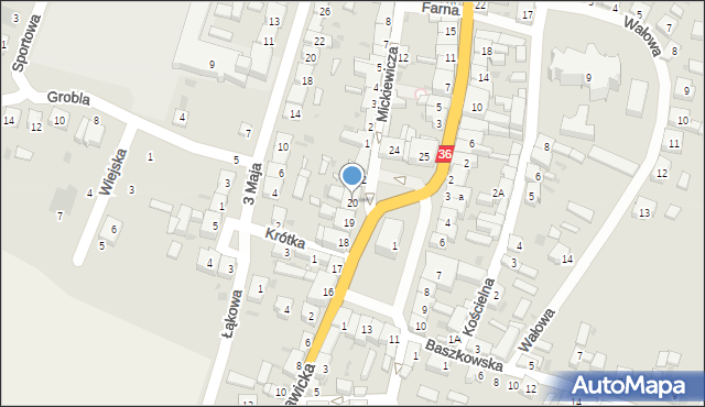 Kobylin, Rynek Piłsudskiego Józefa, marsz., 20, mapa Kobylin