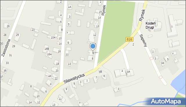 Kodeń, Rynek, 9, mapa Kodeń